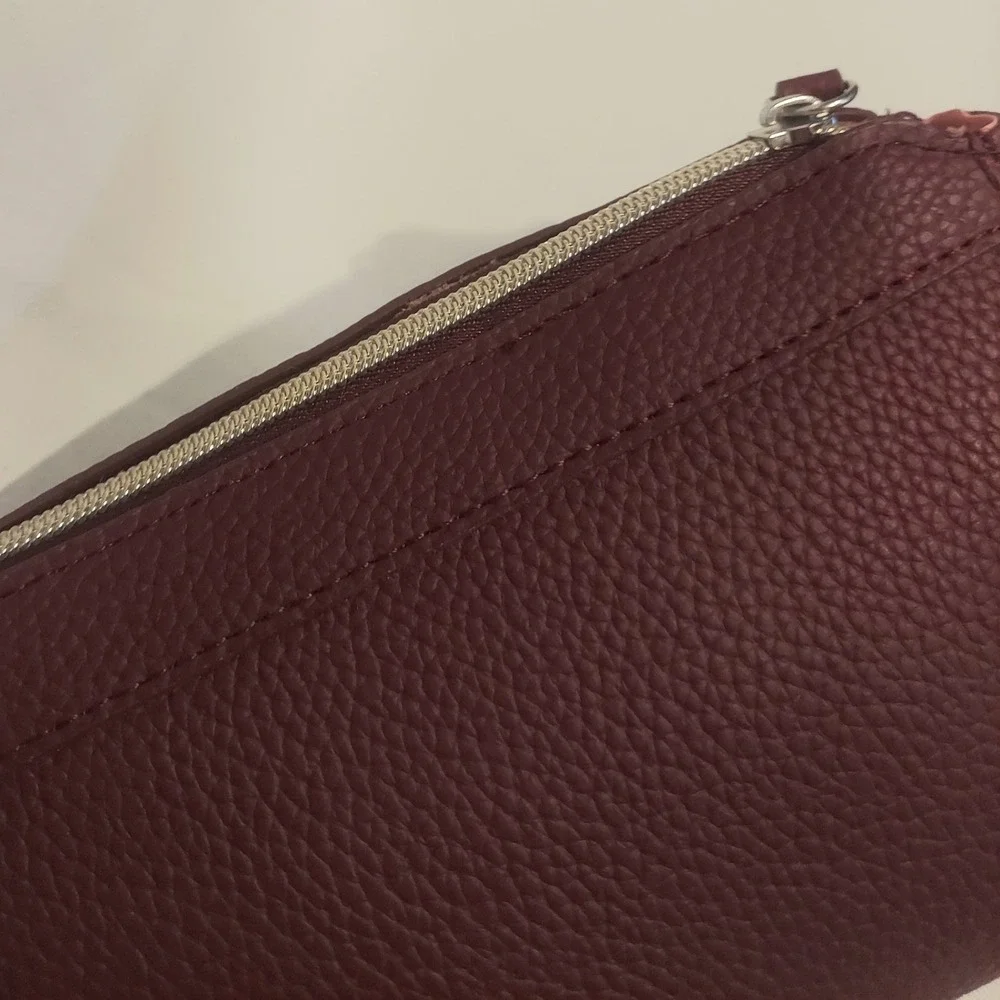 Coccinelle Womens Burgundy Luxury Business Class Travel Amenity Cosmetic Bag Kit